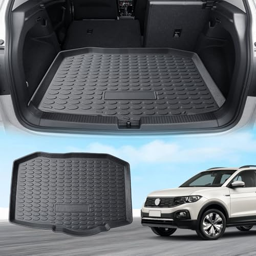 ECOZEN kofferraumwanne für VW T Cross 2019-2022 TPE Allwetter Kofferraumwanne Original 3D-Scan Kofferraummatte, 3-lagiges Gummi, wasserdicht, Hohe Passform, Hoher Rand Laderaumwanne VW T Cross Zubehör