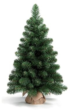LAALU Künstlicher Weihnachtsbaum NARNIE 45 cm | grün | 2D | 48 Zweige | inkl. Pflanztopf mit Jutesack