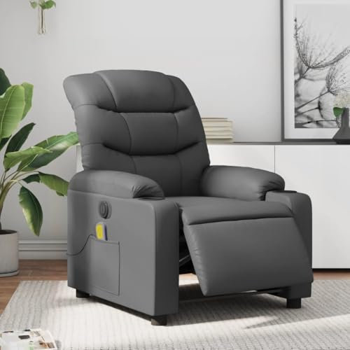 Homgoday Massagesessel Elektrisch Fernsehsessel Relaxsessel mit Liegefunktion, Polstersessel Ruhesessel TV Sessel mit Verstellbare Rückenlehne, für Wohnzimmer Grau Kunstleder