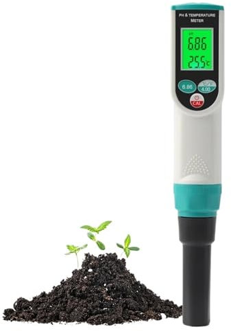 Misuratore di umidità del terreno, Analizzatore di acidità del sensore ad alta precisione del tester PH del tester PH del terreno 2 in 1 professionale for il suolo per giardinaggio, agricoltura e pian