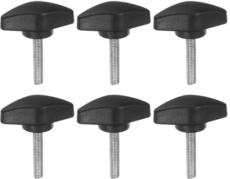 QUARKZMAN 6 Stück Rändelschraube Flügelschrauben Kunststoff T-Flügelknöpfe M5 x 25mm Metrische männliche Gewindestifte T-Kopf Kunststoffknöpfe Daumenschraube, Schwarz