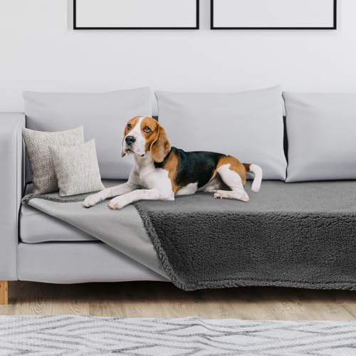 Onarway Wasserdichte Hundedecke für Sofa: waschbare Haustierbettdecke, Sofabezug für Hunde und Katzen, rutschfester Sherpa-Fleece-Überwurf, Welpendecke für Bett, Möbel, Autositz, Boden, 76 x 178 cm,