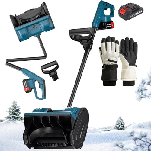 Pala da Neve elettrica, lancianeve con Guanti Spessi, velocità infinitamente variabile, Larghezza di Pulizia 30 cm, Lancio della Neve 8 m, direzione Regolabile, Blocco di Sicurezza, Pala da
