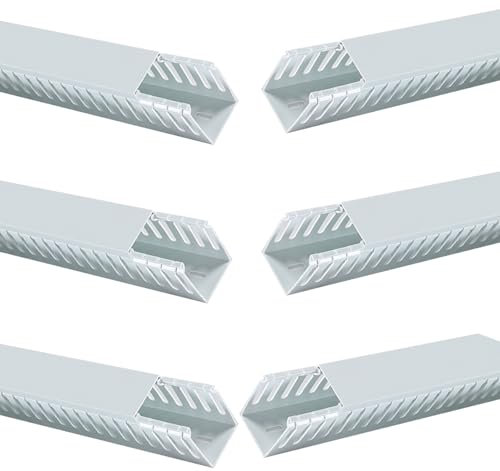 39 In Long Wire Duct Raceway, Cuttable Cord Channel Black/ White/ Gray, Cable Trunking Kit for Under Desk/ Computer/ Network/ Power Cords, 2/4/6/10 Pack(6 pack White,H 40mm(1 4/7 in) W 40mm(1 4/7 in))