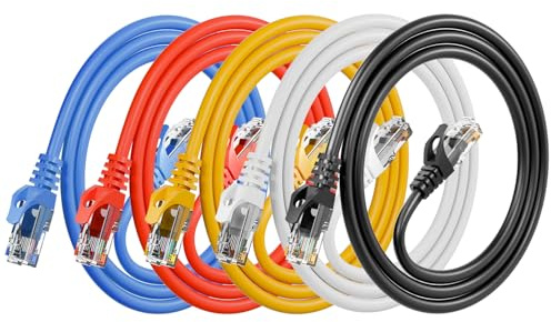 ANLINK Cable Ethernet Cat6, paquete de 5 unidades de 1 m en multicolor, cable Cat 6 RJ45, LAN, 24 AWG UTP, red, parche, cable de Internet (1 metro, 5 unidades)