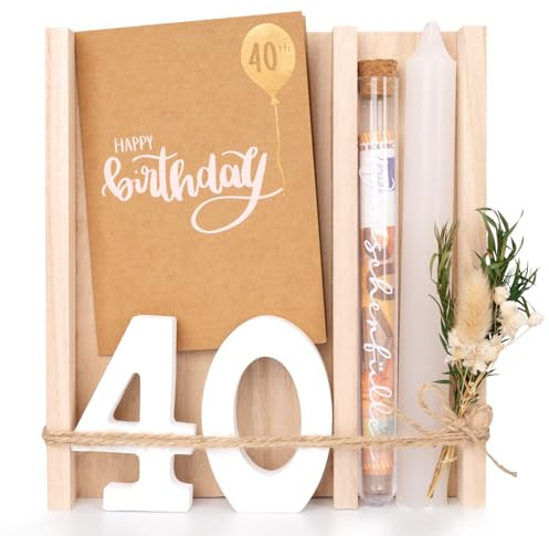 KKSJK Geldgeschenke Geburtstag, Kerzen Geschenkset Geburtstag mit Holztablett, Kerzenhalter und Trockenblumen, Geldgeschenke Verpackung Wunscherfüller, Kerzenset Geburtstagsgeschenke für Frauen (40)