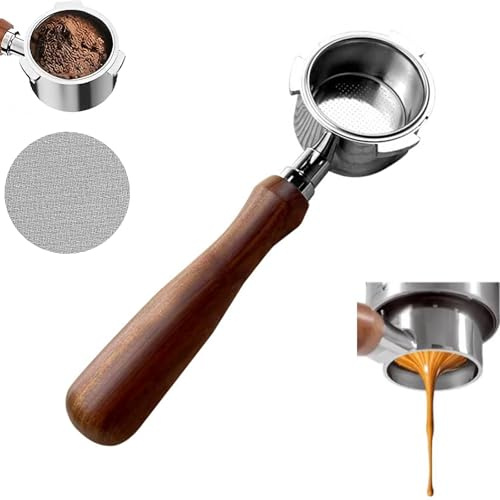 Liwankaqi Portafiltro de 51 mm, doble caño 3 orejas, filtro portafiltro compatible con cesta de filtro Puck Colador compatible con cafetera espresso DeLonghi EC680/EC685