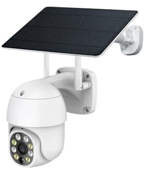 VEKELETE Telecamera IP di sorveglianza CCTV con Scheda SIM 4G, Batteria Solare da 3 MP, rilevamento del Movimento, Protezione PTZ, Tuya(4G Solar Camera 128G)