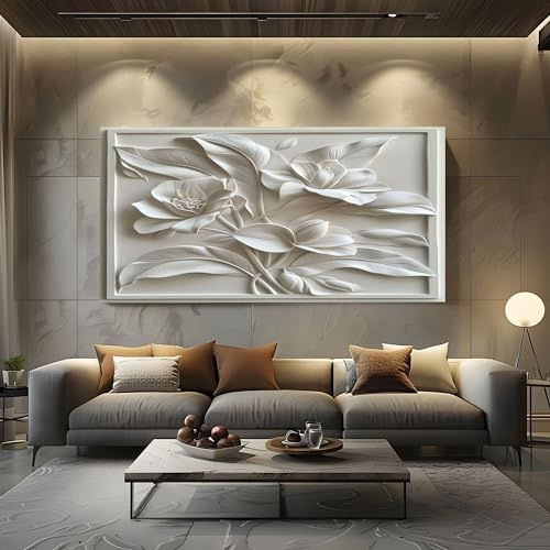 ZORYAN Quadri Moderni Soggiorno Su Tela Stampa Floreale Rilievo 80x160cm | Stampe da Parete per Soggiorno e Camera da Letto, Decorazioni per la Casa, Quadretti da Parete Impressione Fogliare