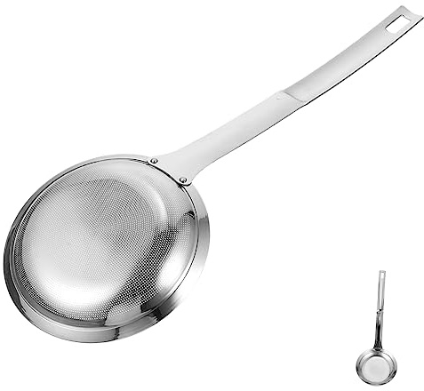 Alipis Cuchara Colador Inoxidable para Cocina Espumadera Grande con Malla Fina para Filtrar Grasa Utensilio para Freír y Servir Ollas y Sartenes