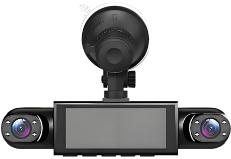 Lpoppcx Videocamera Per Auto - 4 Canale Alimentato A Batteria Dash Cam,Registratore Anteriore Posteriore Lato Sinistro Destro 1080P HD con Scheda 32G e Immagine Retromarcia per Parcheggio