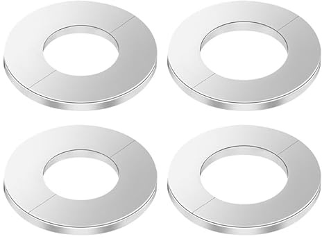 4 Pcs Stainless Steel Shower Pipe Cover Plate, Chrome Wall Split Flange Pipe Covers, Decorative Escutcheon Plate for Radiator & Shower Pipes, 28mm & 35mm Diameter, Bathroom & Kitchen Hole Cover