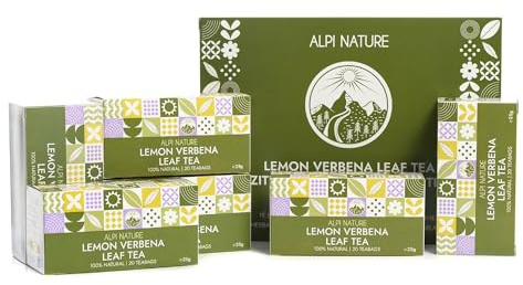 Alpi Nature Hierba Luisa Infusión, 120 Bolsitas de Té Verbena de Limón 150g, Paquete de 6 x 20 Bolsitas de 1.25g