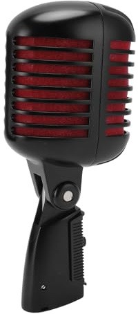 Aoaoy Microfono da palcoscenico, microfono dinamico con motivo cardioide e alloggiamento insonorizzato per esibizioni dal vivo, KTV, adatto per condizioni difficili, regolabile (nero)