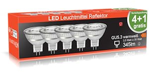 Blulaxa LED Leuchtmittel MR16 GU5.3, 3,5W, 345 Lumen, 5er Pack, Warmweiß