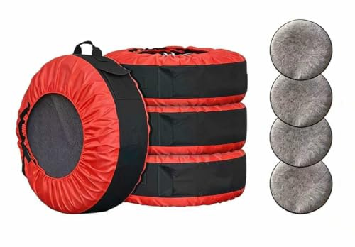 Genossen Reifentaschen 18-22 Zoll, 4 Stück Reifenabdeckung, aus 600D & 210D Oxford-Gewebe, Reifentüten Set mit Felgenschutzpolster, zum Transport, Lagerung, Wasserdicht staubdicht (Ø 80 cm)