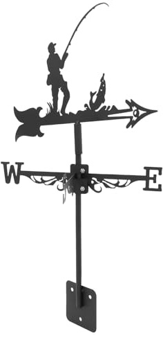 YARNOW Banderuola da Tetto in Ferro Forma di Pescatore Segnavento Metallico Decorativo per Giardino e Cortile Indicatore Direzione Vento Robusto per Esterni