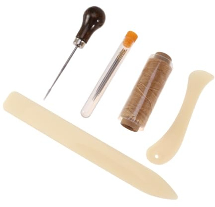 BCOATH Set di Strumenti per Rilegatura Libri Ago Manico in Metallo, Filo di Lino Cerato e Punteruolo per Forare Carta, per Creare Libri Fatti a Mano