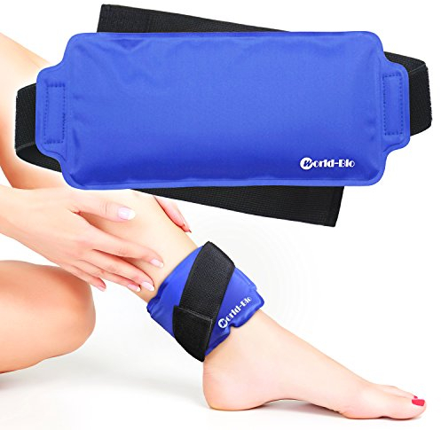 Reusable Ice Pack for Injuries Gel Cold Pack for Ankle, Foot, Wrist, Elbow, Head, Flexible Hot Cold Compress Ice Pack Wrap for Plantar Fasciitis, Achilles Tendonitis, Headaches, Swelling, Sprains