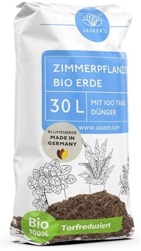 JASKERS® Zimmerpflanzen-Erde 30 L | Luftig Lockere Blumenerde für Zimmerpflanzen | Pflanzenerde Mit Dünger Und Wurzelaktivator | Ideal Zum Umtopfen