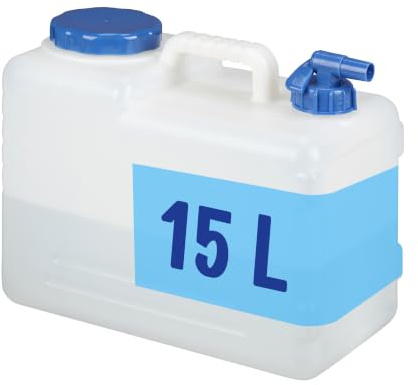 Relaxdays Bidón de Agua, Purgador y Tapa de Rosca, Agua Potable, Sin BPA, 15 litros, Blanco