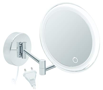 Libaro LED Kosmetikspiegel Siena – 7-facher Vergrößerungsspiegel mit Wandmontage – dimmbarer Schminkspiegel mit Auto-Off & LED-Beleuchtung – Badspiegel mit weißem Kabel, verchromtes Metall