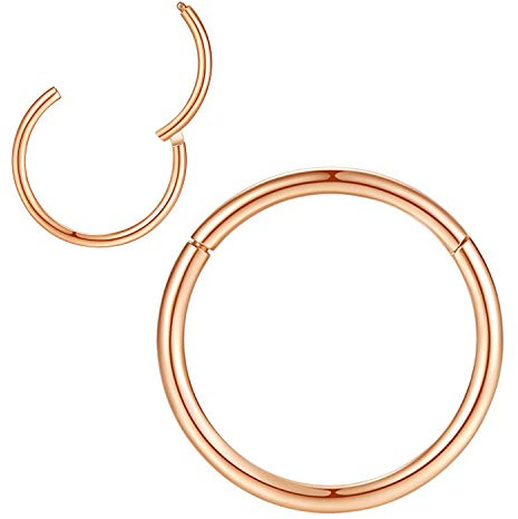 Popuhoops 316L Chirurgenstahl Scharnierende Nasenringe Reifen Suptum Ring Körper Piercing Lippenringe Helix Knorpel Rook Ohrringe 20G 18G 16G 14G 12G 10G 8G, Durchmesser 5mm bis 16mm, Gold-Roségold-Silber-Schwarz