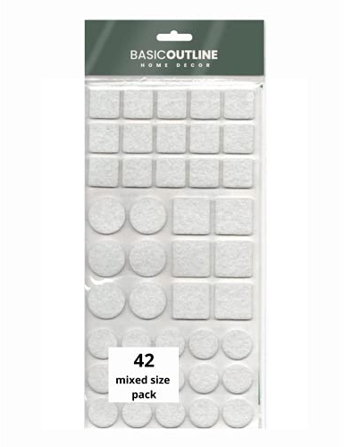 White Felt Furniture Pads Floor Protectors Felt pads for furniture feet Chair Pads Mixed Sizes (white, 42)