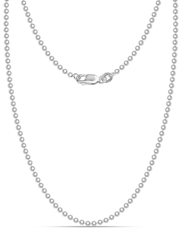 LeCalla Links Sterling Silber Italienischer Schmuck 1,2 mm, 1,50 mm, 2 mm, 3 mm Kugelkette Halskette für Teenager Frauen und Männer (16, 18, 20, 22, 24 Zoll)