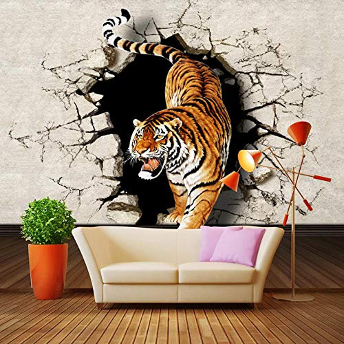 Papier Peint 350x256 cm - 7 lés Tigre animal jaune Papier peint intissé tapisserie murales panoramique 3D murale styl moderne tv porche restaurant fond murs papier peint