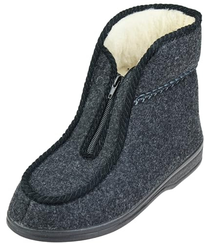 APREGGIO Pantoufles Hiver Homme – Chaussons Chauds et Pratiques en Laine et Feutre – Taille 41
