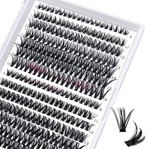 280 Pcs Wimpern Einzeln DIY Einzelne Wimpern für Wimpernverlängerung Wimpernbüschel Cluster Individual Lashes 40+50-D-9-15mix