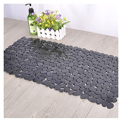 HASMI Badematte MAT-Badewanne Bade-Matte Große Badewanne Sicherheitsdusche rutschfeste Badmatten mit Saugnäpfe Kieselsteine ​​Bodenmatte (70 * 36 cm) Badteppich (Color : Schwarz, Size : 70x36cm)