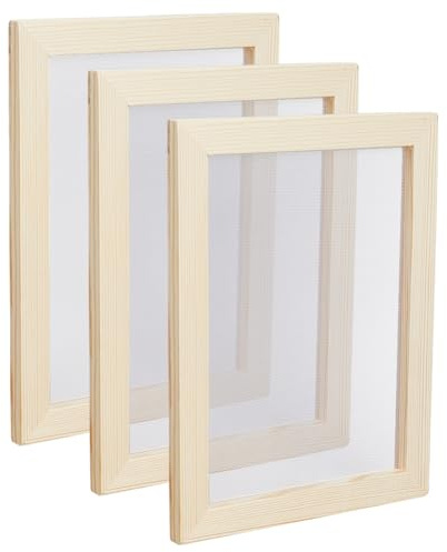 SUPERFINDINGS 3 PZ Cornice per Creazione di Carta In Legno Strumenti per Schermo 18.1X15.1cm mandorle Sbollentate Creazione di Carta In Legno Rettangolo Antico Cornice per Stampi per Carta