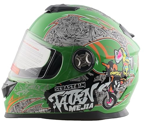 Kinder Integralhelm Mejia – Motorradhelm für Kinder, ABS-Schale, robuster Kinderhelm für Downhill, Quad und Motocross, Orange, Größe XXS, 49 – 50 cm