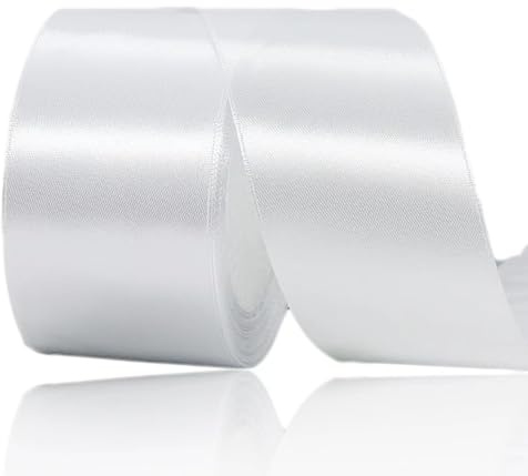 Geschenkband weiß 50 mm Breit ,23 Meter Satinbänder Weiss Stoff Schleifenband Kunsthandwerk, Kränze, Hochzeitsdekoration, Weihnachten, Haarbögen, Blumensträuße, Geburtstag und Geschenkverpackung