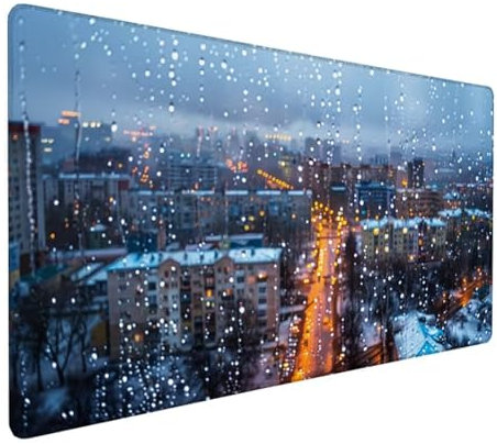 Grau Mousepad XXL 600 x 400 x 3 mm, Groß Gaming Mauspad Landschaft Muster, Schreibtischunterlage rutschfeste Gummibasis, Wasserfest Mouse Pad Vernähte Kanten, Büro Deko, Geschenke für Frauen Z-538