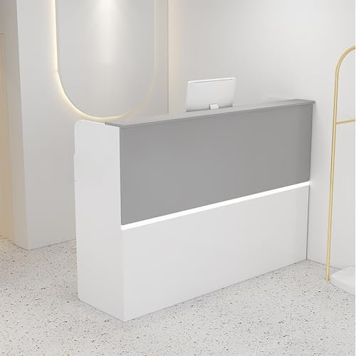 Empfangstheke Mit Schubladen Empfangstresen Mit LED-Lichtern Empfangstheke Holz Rezeptionstheken Mit Schließfach Bürotheke Rezeption Tisch Für Firmenhallen Hotelrezeptionen Bekleidungsgeschäften(Light
