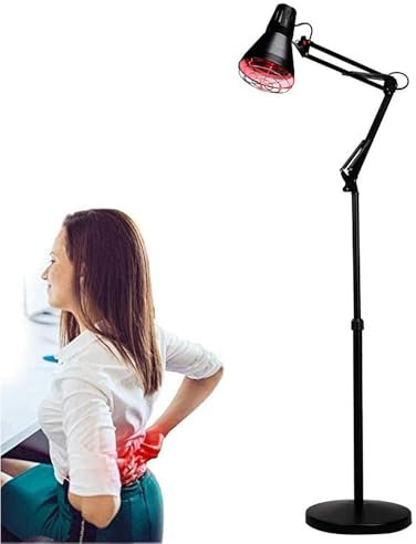 PODEC Lámpara De Calor Roja, Lámpara De Pie para Terapia De Calefacción De 275 W con Brazo Flexible Y Soporte De Elevación, para Cuerpo, Espalda, Rodilla Y Pierna