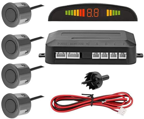Sensor de coche | Radar de respaldo de vehículo | Sensor de estacionamiento de garaje con 4 sensores de aparcamiento | Indicador de alarma de pitido de zumbador | Sensores de estacionamiento |
