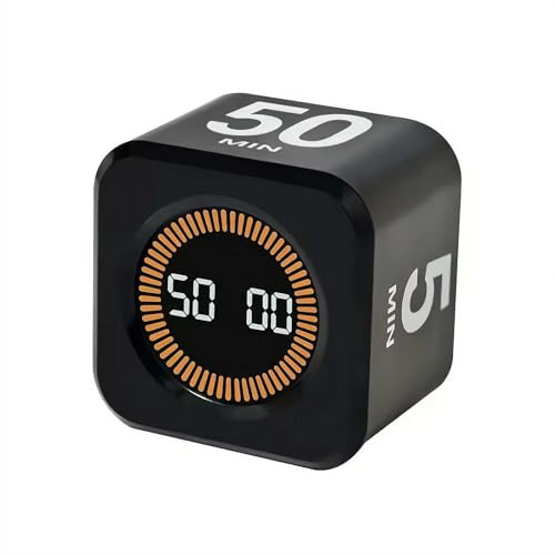 Minuteur cube portable à rebours 5/10/25/50 minutes avec chronomètre personnalisable - Mode silencieux - Minuteur de productivité - Alarme sonore réglable pour tâches, travail, étude, cuisine