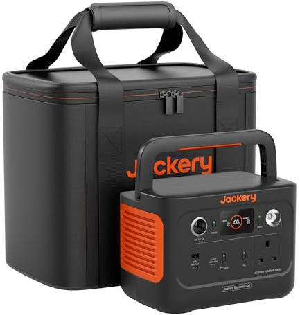Jackery Explorer 240 v2, 256Wh Portable Power Station with S-Case Bundle | LiFePO4 Battery, 1Hr Fast Charging, Dual 100W PD, 230V & 300W Portable Power Bank for Outdoors, Picnics, Fishing, and Travel