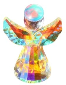 Unisaches Confezione da 2 statuine di angelo in cristallo, piccoli angeli custodi arcobaleno per guarigione spirituale, regalo commemorativo o decorazione per la casa, statue di angelo in vetro