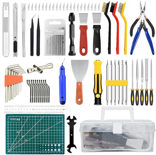 Kit Imprimante 3D 99 Pièces – Outils de Nettoyage, Ébavurage, Ponçage & Démontage, Avec Tapis de Découpe, Pour Finition Modèle et Maintenance, Pochette de Rangement