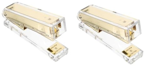 Angoily 2 Piezas Grapadora de Escritorio Transparente Multifuncional Ligera con Automático para Oficina Escuela y Grapadora Manual Ergonómica de Acrílico Fácil de Usar y
