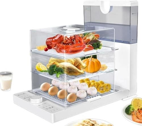 Vaporiera digitale per alimenti, 1500 W, capacità 18,8 l, spegnimento automatico e timer da 60 minuti, ideale per cucinare verdure, carne, pesce e riso