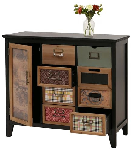 Cómoda de farmacia HWC-O63, armario con cajones, soporte para etiquetas, estilo vintage, de madera, 80 x 91 x 40 cm, cuerpo negro