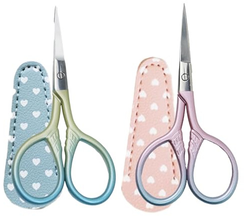 2 Mini Forbici da Ricamo Set con Custodia di Protezione,Forbici in acciaio inox per Broderie, Fai-da-Te