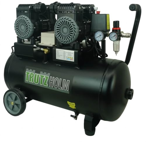 TRUTZHOLM Brushless Silent Flüsterkompressor innenbeschichtet 900-4500W silent leise 57-62dB Druckluft, Kompressor, ölfrei, 8 bar, Ansaugleistung 128-738 L/Min (50 Liter)