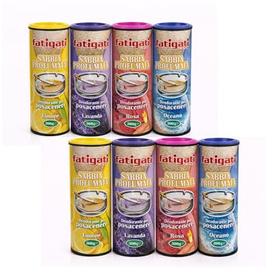 Sabbia Profumata per Posacenere, Set Assortito con Diverse Fragranze, Assorbe Cenere e Odori, per Casa, Ufficio, Bar, Sale Fumatori, Disponibile in Set da 4, 8 o 12 Pezzi (x8)